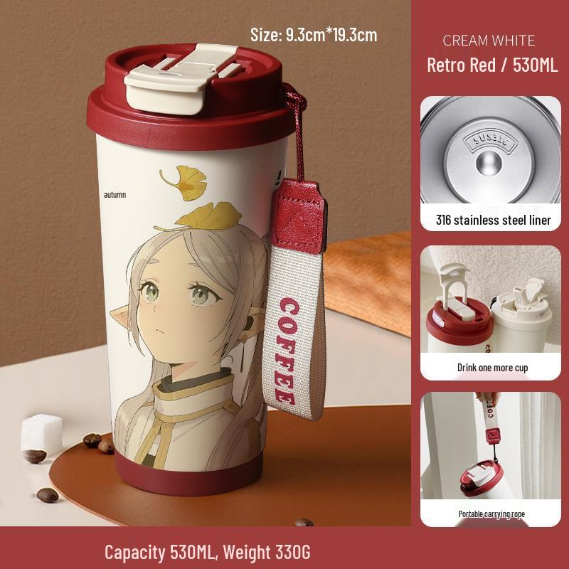 Frieren: Izolovaný hrnek s motivem Beyond Journey's End - Vysoká hodnota, Přenosný studentský hrnek na kávu a vodu