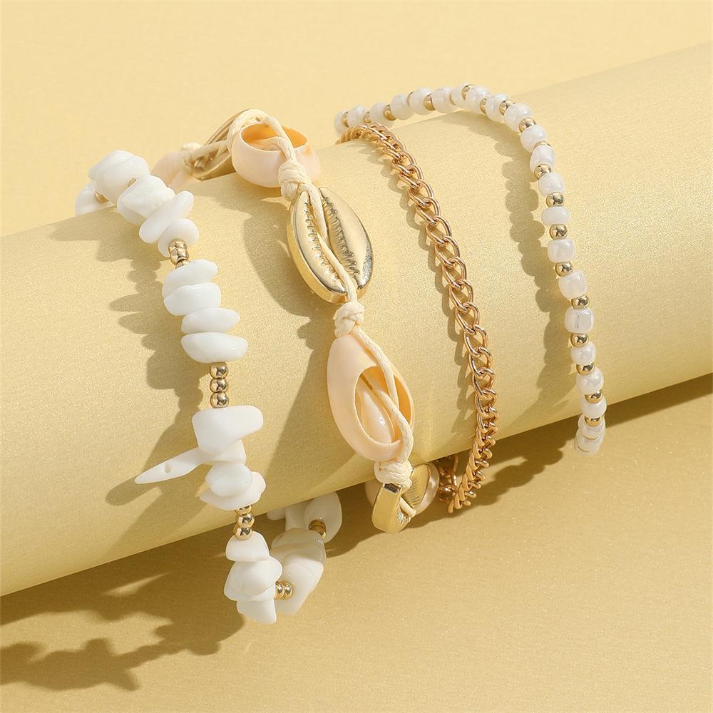 4 In 1 Bohemian Beach Stacked Shell Anklet for Ladies
