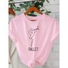 Women's Elegant Ballet Themed Graphic Tee Short Sleeve Crew Neck T-Shirt with Dancing Figure Design Ballet Dancer