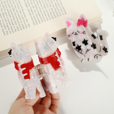 Hair Clip Cartoon Cat Shape Acetic Acid Back Head Hair Claw Anti-slip Teeth Lightweight Colorfast Large Shark Hair Clamp