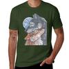 Two Wolves Under Full Moon, No Background T-Shirt Summer Top Heavyweights Mens Graphic T-shirts Hip Hop
