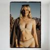 Sexy Wavy Blonde Woman Desert Mountain Bikini Vintage Metal Tin Sign for Home Wall Decor - Robot Figures & Vehicle Background Fr