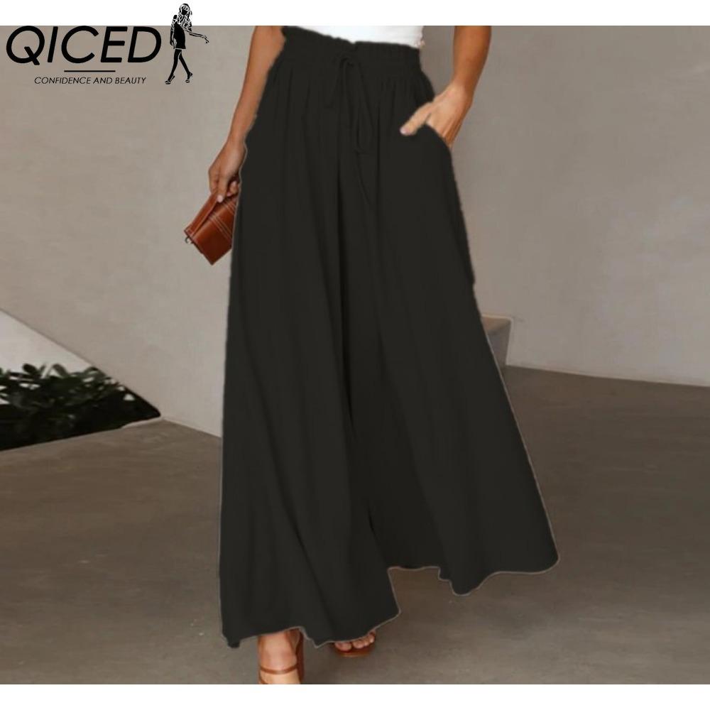 QICED Damenmode, lässig, einfarbig, bedruckt, Hosen und Caprihosen