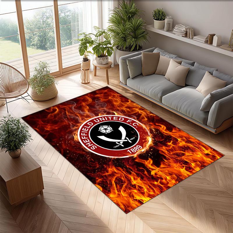Sheffield United Football Print Crystal Velvet Rug, Comfortable Water Absorbent Non Slip Indoor Floor Carpet