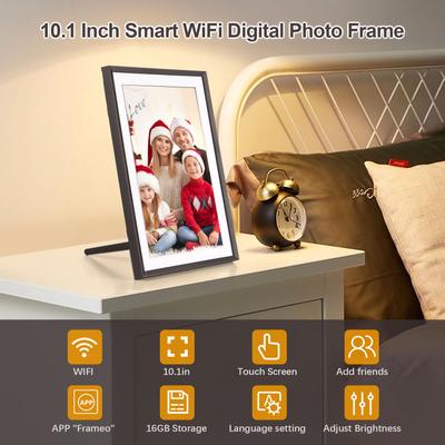 Andoer 10,1palcový WiFi digitální fotorámeček Cloud Digitální fotorámeček 1280*800 TFT dotyková obrazovka