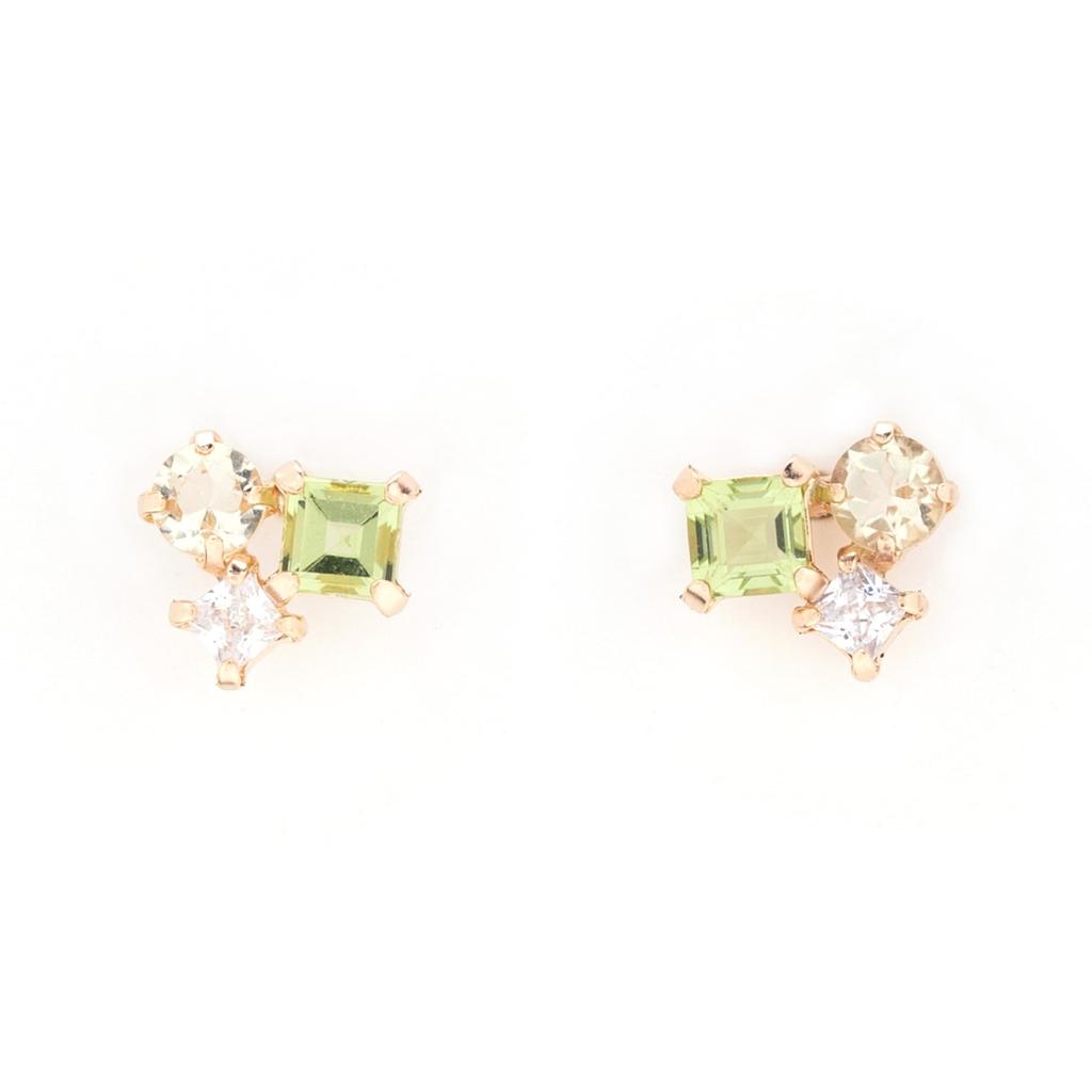 ESTELLE K10 Yellow Gold Earrings with August Birthstone Peridot [Official] Women's (0222-9377-0019-0000)