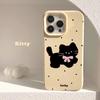 Polka dot bow black cat for Apple 17/16 Pro mobile phone case iPhone15 liquid 13 cute 12 soft 14