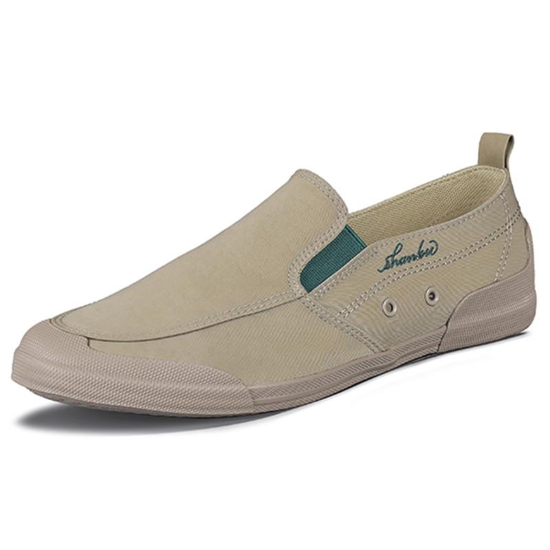 Holfredterse Italian Shoes For Men Casual Flat Canvas Slip On Espadrilles Wide Fit Driving Shoes Black/Grey/Khaki/Green 21078