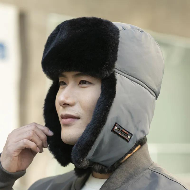WTEMPO Men's Autumn Winter Bomber Hats Outdoor Plush Faux Fur Ear Protection Hats Couple Windproof Cold-proof Warm Hats Cycling Skiing Hats