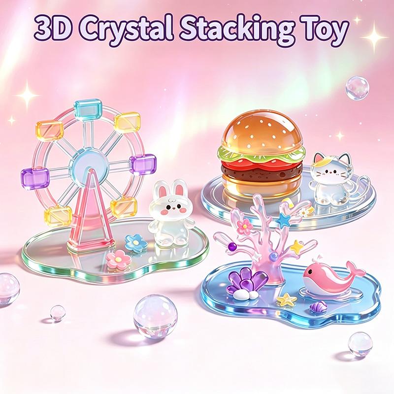 3D Crystal Stickers Fun Stacking DIY Handcraft Stickers Educational Stacking Toy Children's Toys Exchange Stickers Gifts