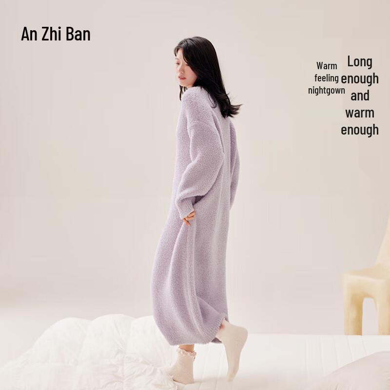 Anzhiban Women s Half Velvet Sleep Dress M