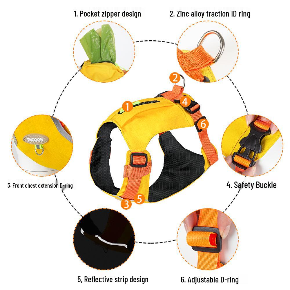 Reflective Vest-Style Leash for Small & Medium Dogs - Lightweight & Cross-Border Chest Harness