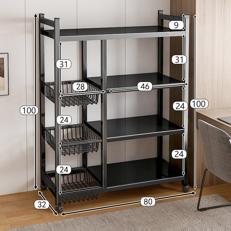Multi-layer Movable Kitchen and Bathroom Storage Trolley and Vegetable Basket