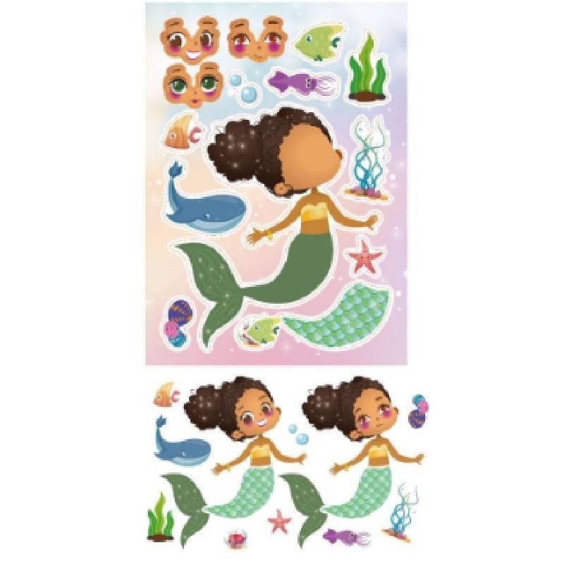 Desenho Animado de Sereia Fofa Quebra-cabeça Interativo Pai-Filho Adesivo de Rosto DIY