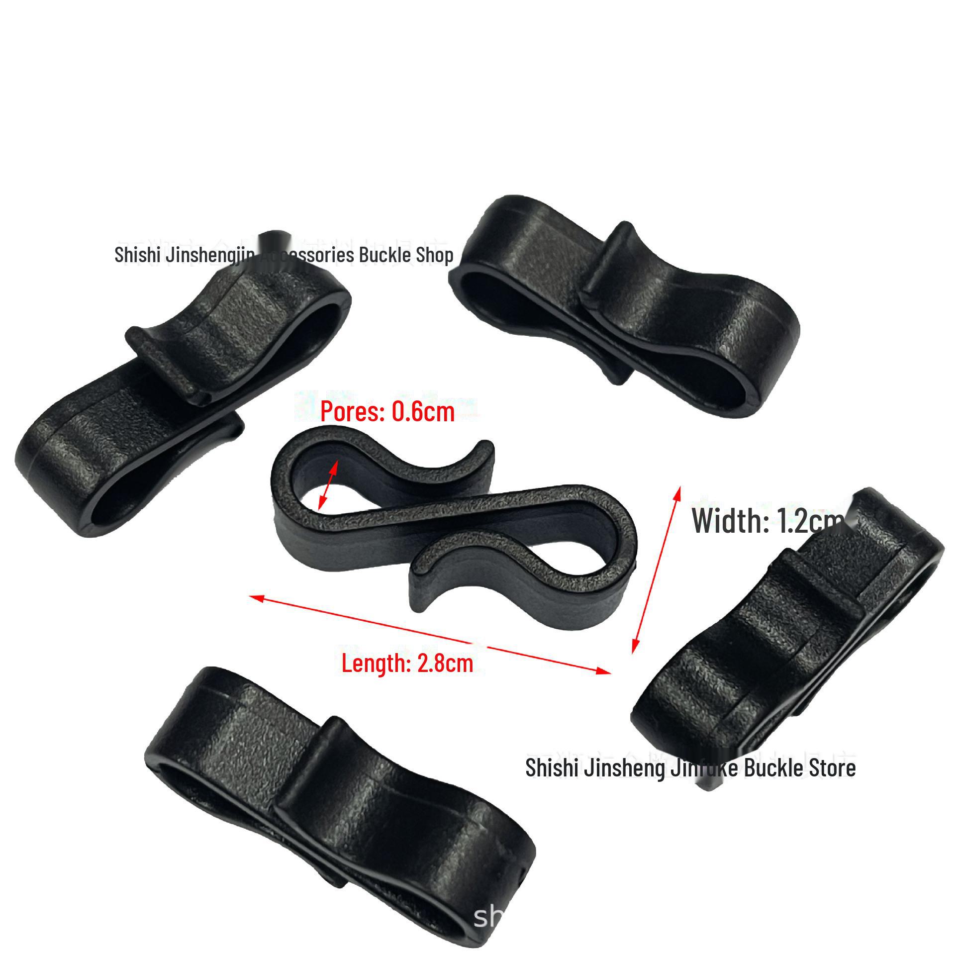 

Пластиковый S-образный вращающийся крючок с двумя головками, пряжкой-собачкой и круглым крючком-косточкой чёрный