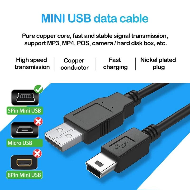 Usb To Mini USB Cable 0.5M/1M/1.5M/2M Mini USB Charger Data Cable 480Mbps 5 Pin B For Camera Mp3 Mp4