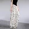 Design Sense Ripped Hot Diamond Butterfly Straight Casual Pants Women's Autumn Loose and Skinny Lazy Wide Leg Pants Walking Pants
