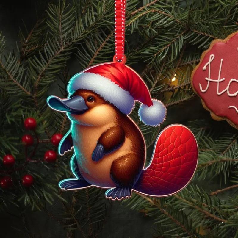 New Acrylic Flat Animal World Christmas Festival Party Pendant for Christmas Tree Decoration Pendant