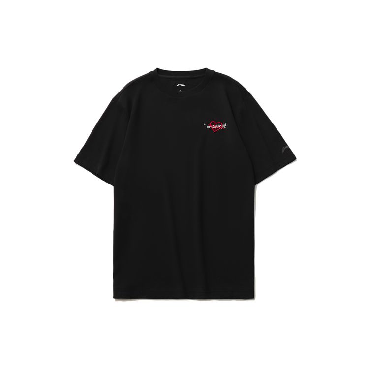 

Li Ning Sports Fashion Series Повседневная футболка с круглым вырезом, принтом и коротким рукавом, мужская, топы, черная AHSR770-3 L