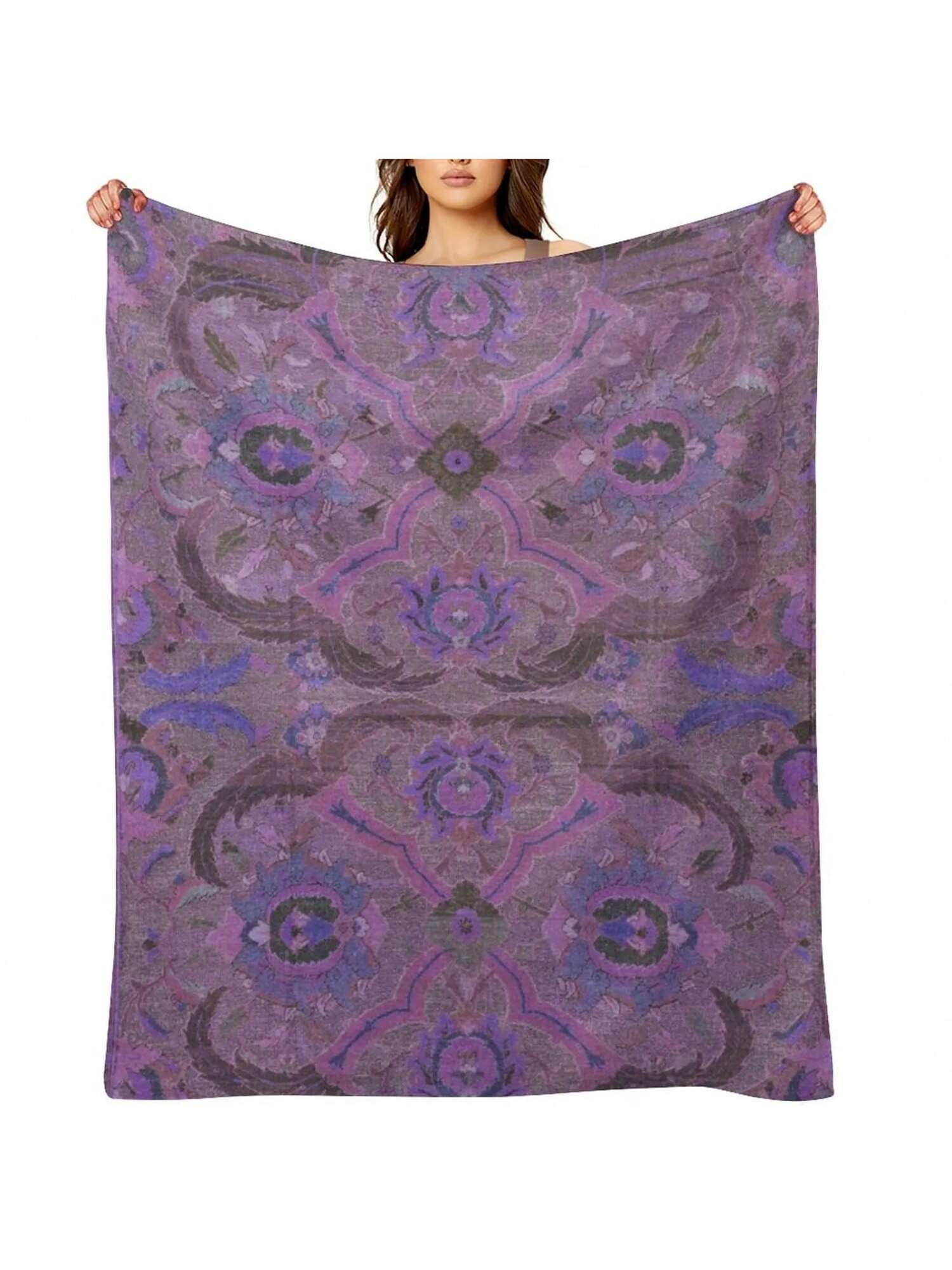 Purple Vintage  Oriental  Throw Blanket Thin Luxury Throw Manga Blankets 75X95CM серый