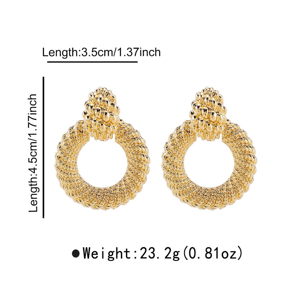 European American Style Round Alloy Earrings Exaggerated Irregular Geometric Minimalist Luxury High Grade Ear Jewelry For Women