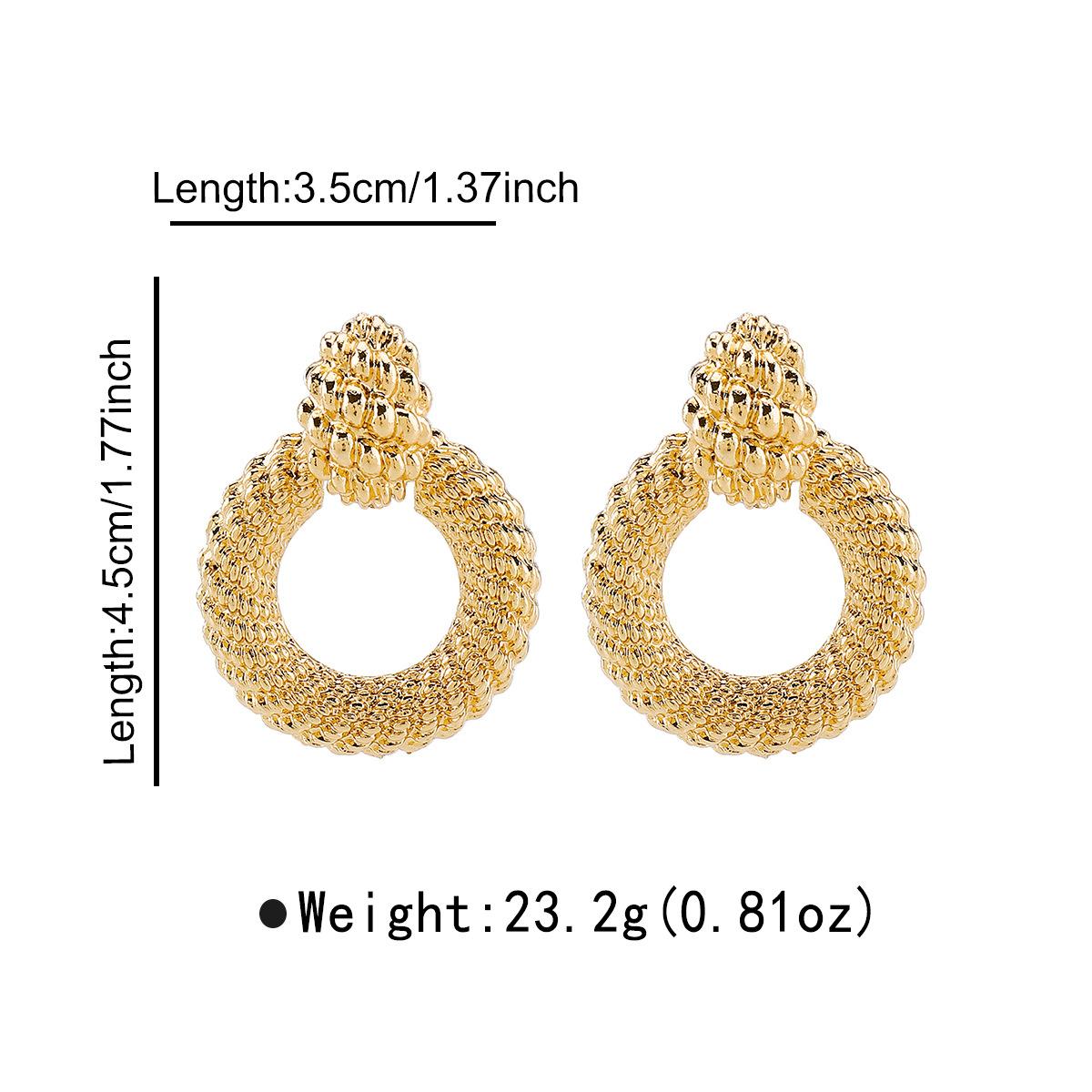 

European American Style Round Alloy Earrings Exaggerated Irregular Geometric Minimalist Luxury High Grade Ear Jewelry For Women