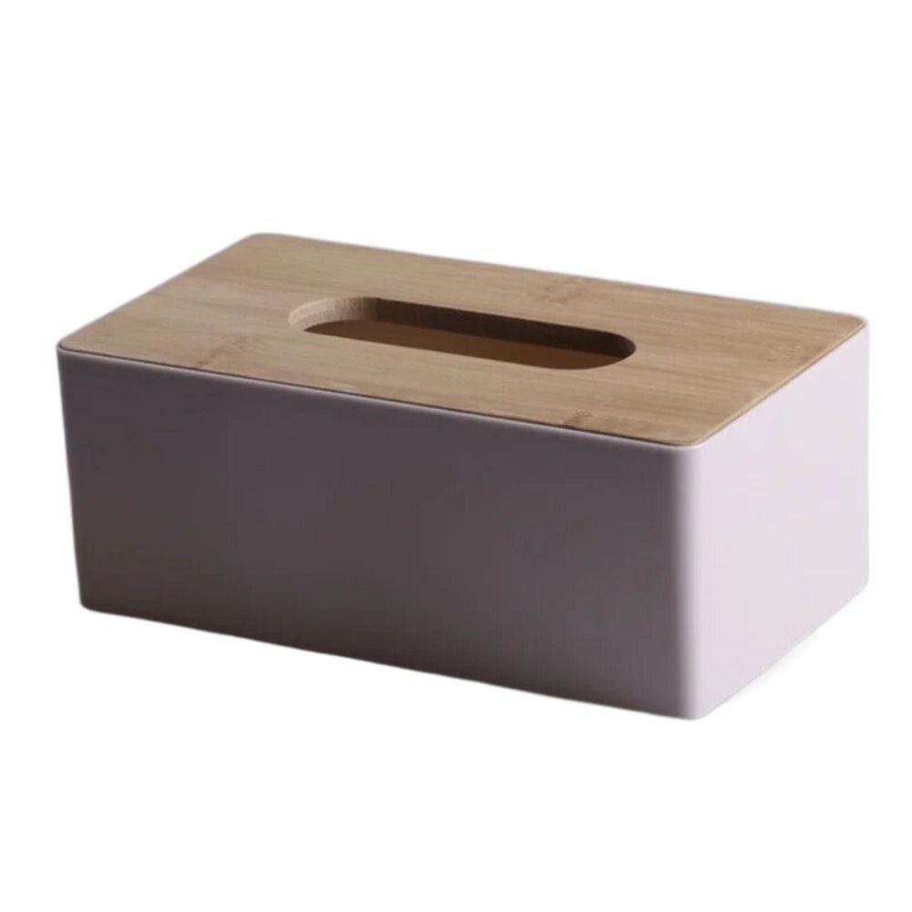 Square Napkin Holder Bamboo Cover Paper Storage Organizer Storage Box Tissue Box Household