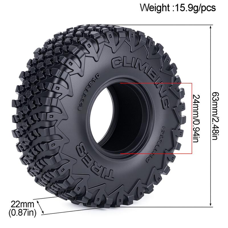 1.0 Inch Sticky Soft RC Crawler Tires for 1/24 1/18 Scale High Clearance Upgrade Fits Axial SCX24 FMS FCX24 FCX18 Traxxas TRX4M