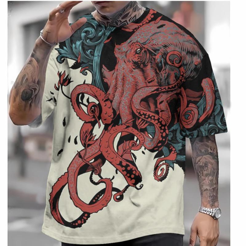 Pánské tričko v japonském stylu Ukiyo-e Grafická trička Trička s 3D potiskem Trička s krátkým rukávem Trička nadměrné velikosti Pánské oděvní topy Léto