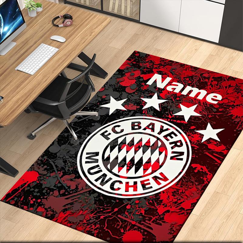 Custom Name FC Bayern München Printed Carpet, for Office Chair Living Room Bedroom Kitchen Room Decor Gifts.