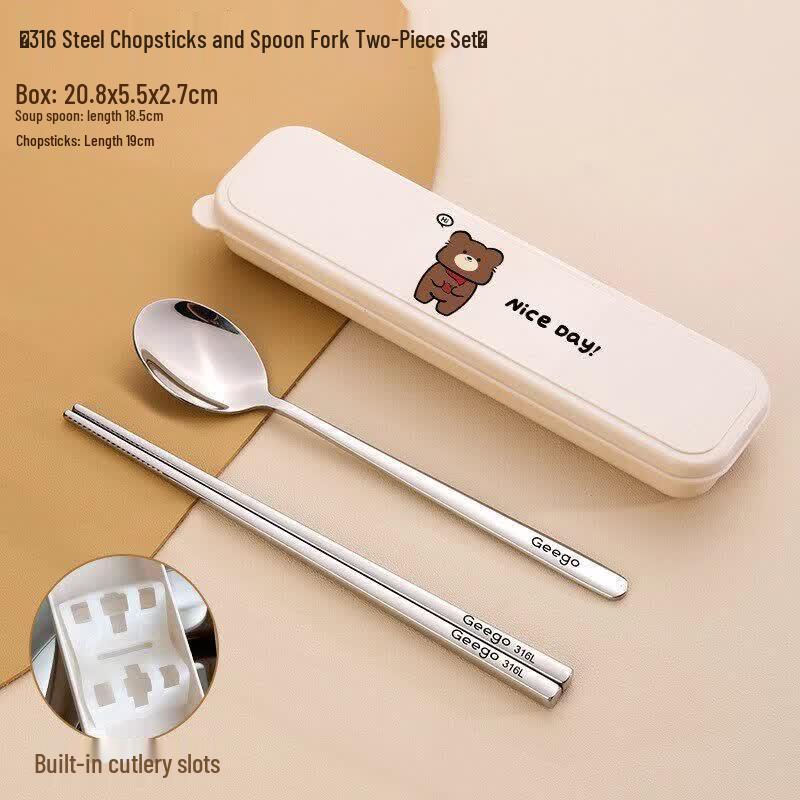 Kids Portable 316 Stainless Steel Chopsticks & Spoon Set