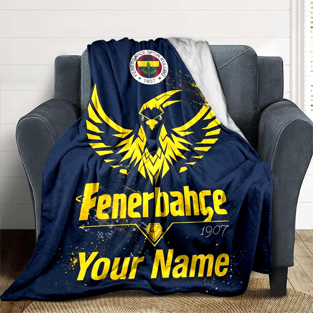 1pc Fenerbahçe Spor Kulübü Blanket with Custom Name, Gift, for Men and Women, Soft Blanket, Good for Sofa Bed Couch Travel, Lightweight Flannel Blanke