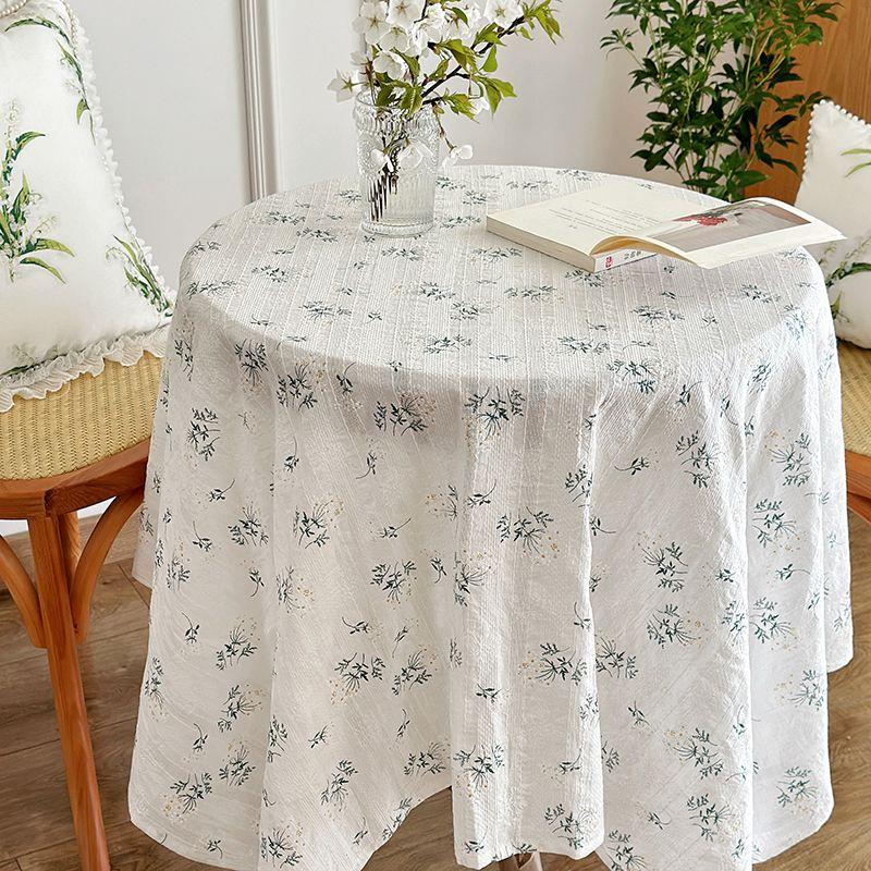 

Pastoral Floral Tablecloth Ins Fresh Cotton Linen Coffee Table Dining Table Fabric Desk Dessert Tablecloth Rectangular Cover Cloth White lilac tablecloth 30*45cm placemat]