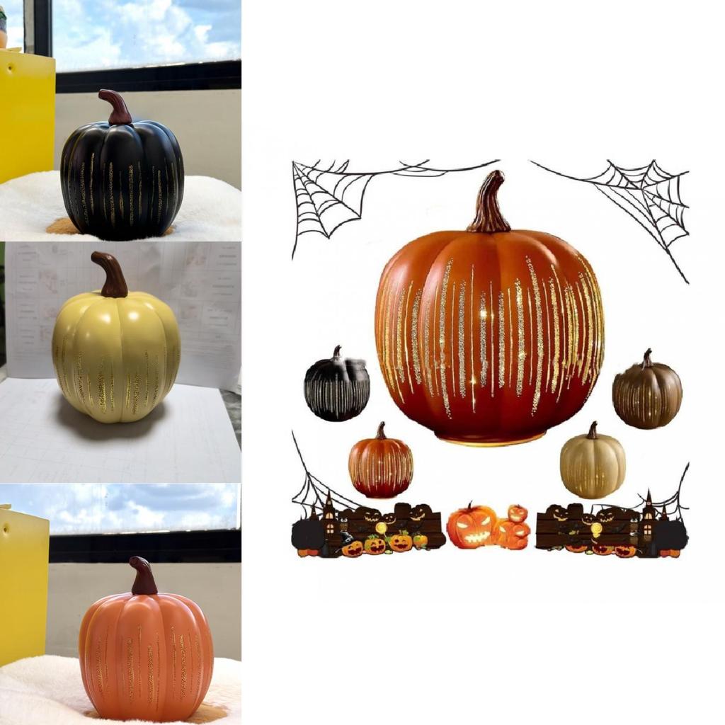 Halloween Pumpkin Resin Figurine With Modern Style For Festive And Event Decor