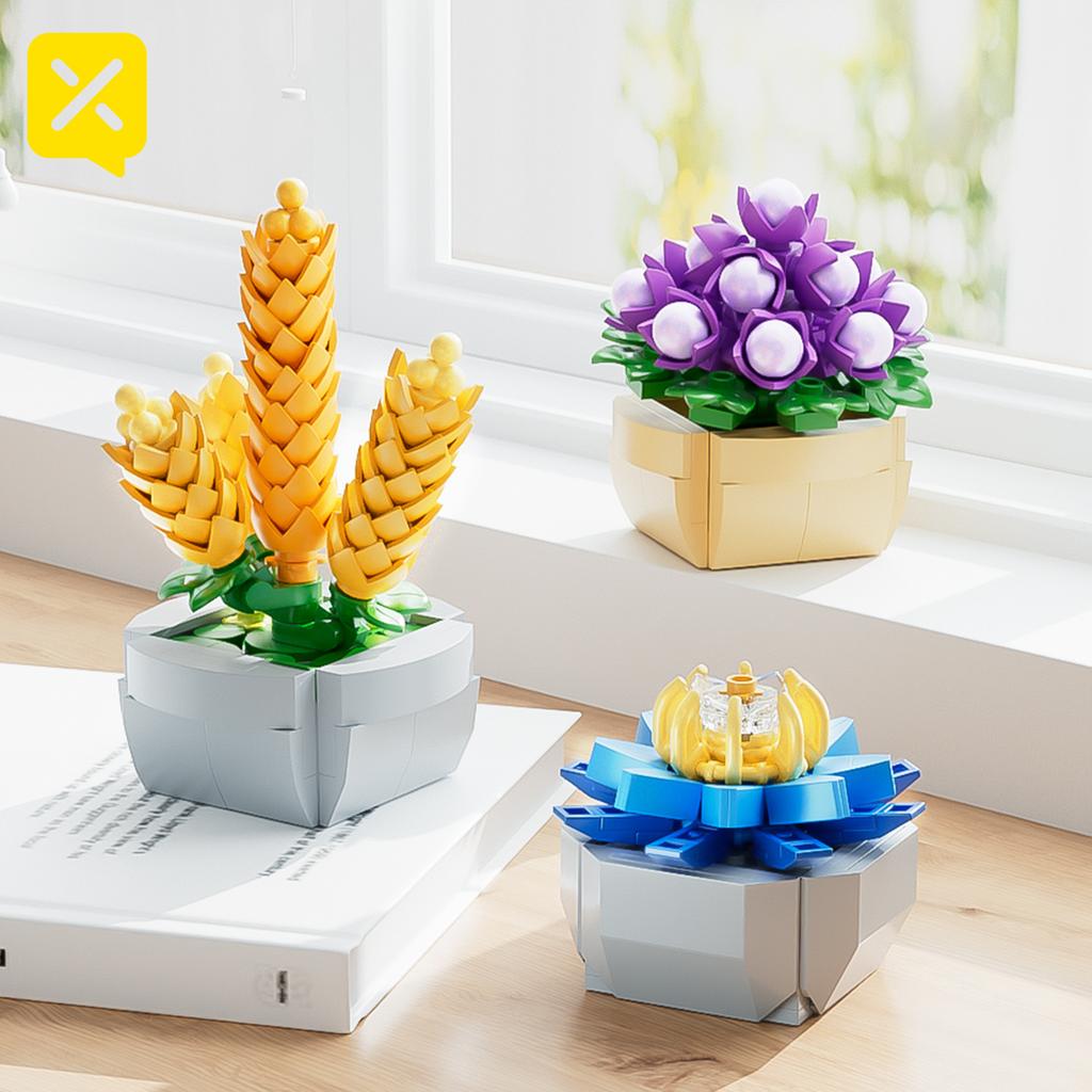 ToylinX Succulent Flower Potted 115PCS Building Blocks Toy Model Garden Kids And Adult  Festive Gifts Christmas Halloween Easter