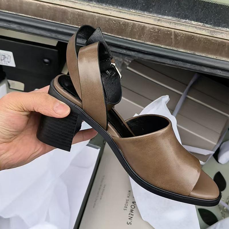 Fashion Fashion Genuine Leather Women Sandals 2025 Summer New Shoes Open Toe Rome Style High Heels Fashion Buckle Gladiator Shoes Woman