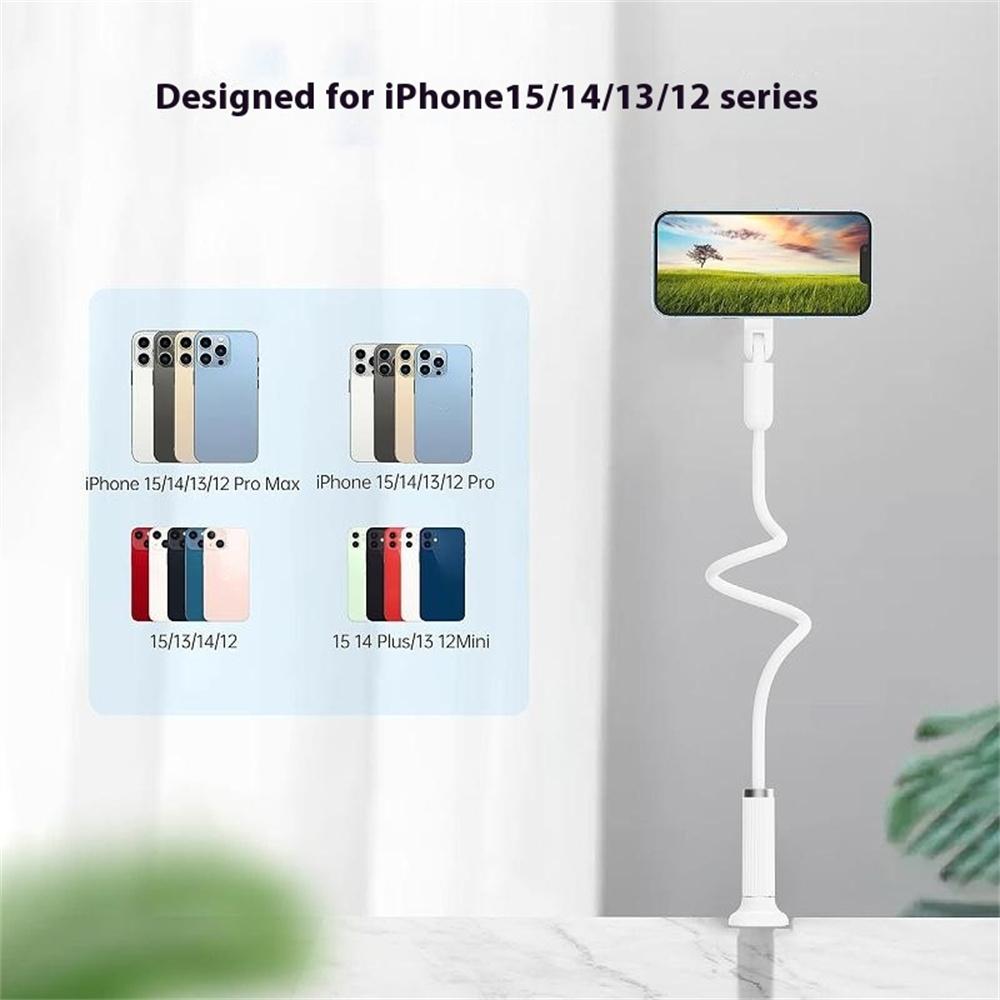 LR-062 90cm Flexible Arm Magnetic Phone Holder Desktop Bedside Clip-On Rotatable Stand