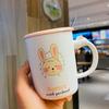 Rabbit Mug with Lid Spoon Cup for Men and Women Ceramic Drinking Water Cup Couple Cartoon High Value Large Capacity Coffee Cup