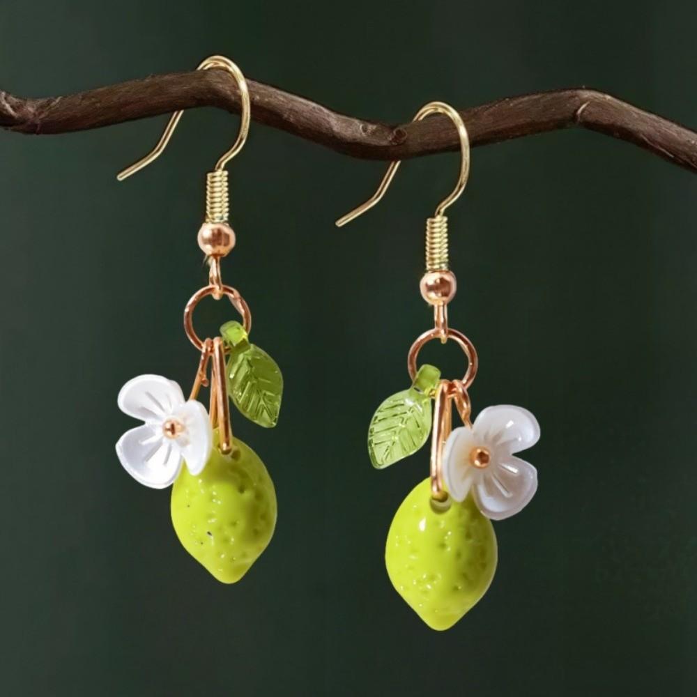 Acrylic Dangle Earrings Flower Fruit Hooks Earring Fashion Lemon Shaped Necklace Summer
