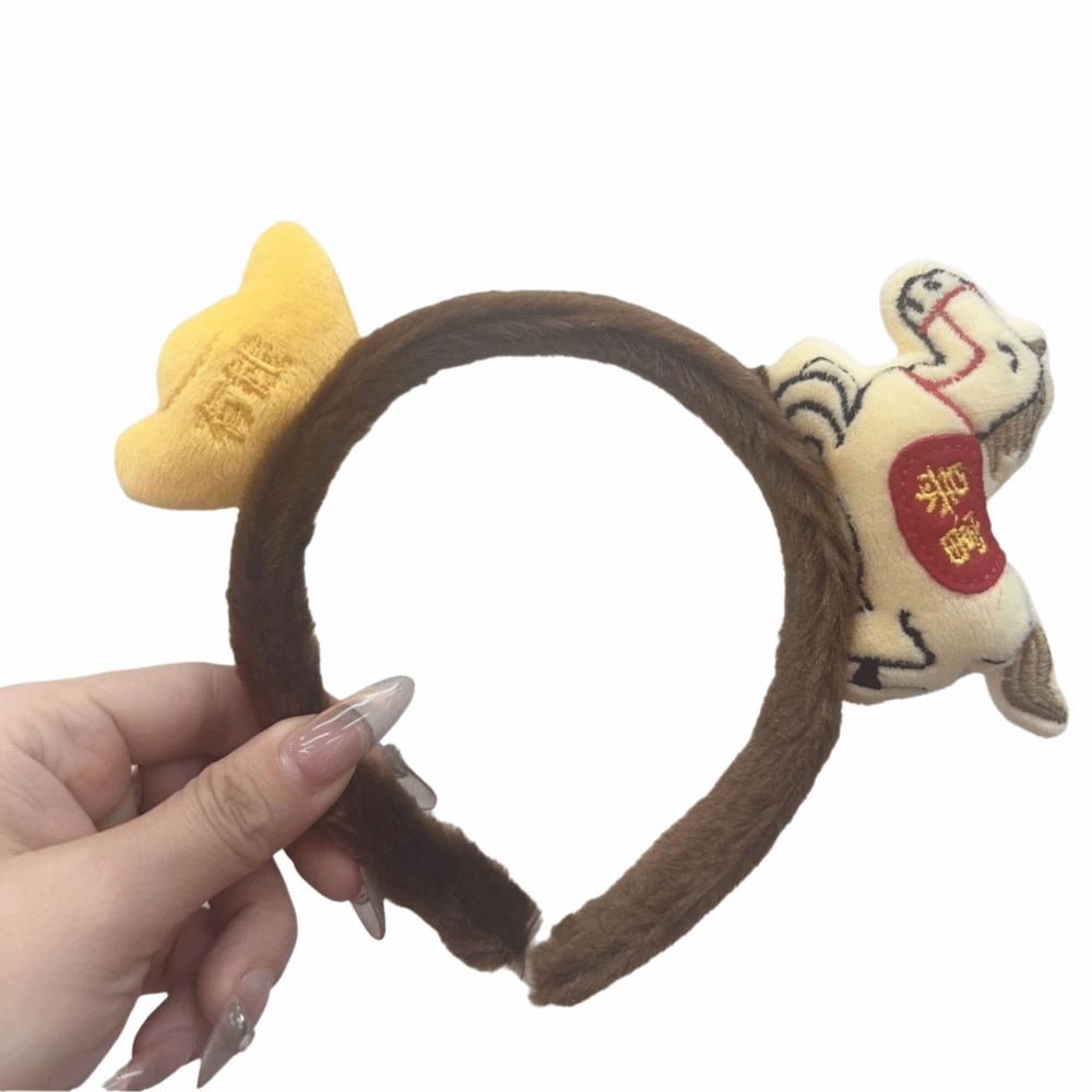Red Cartoon Horse Hair Hoop Exquisite New Year Mascot Headband Cute Pony Headpiece  Celebration
