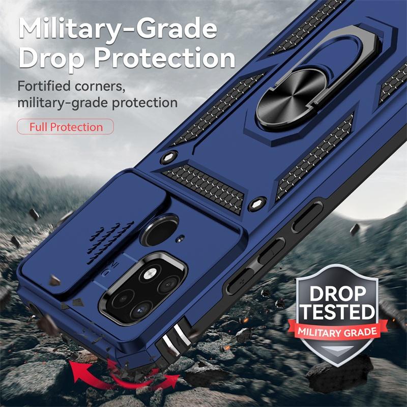 Capa For Xiaomi Redmi 10C Case Armor Slide Camera Protection Ring Stand Phone Cover For Redmy 10C 10 C Redmi10C Shockproof Funda