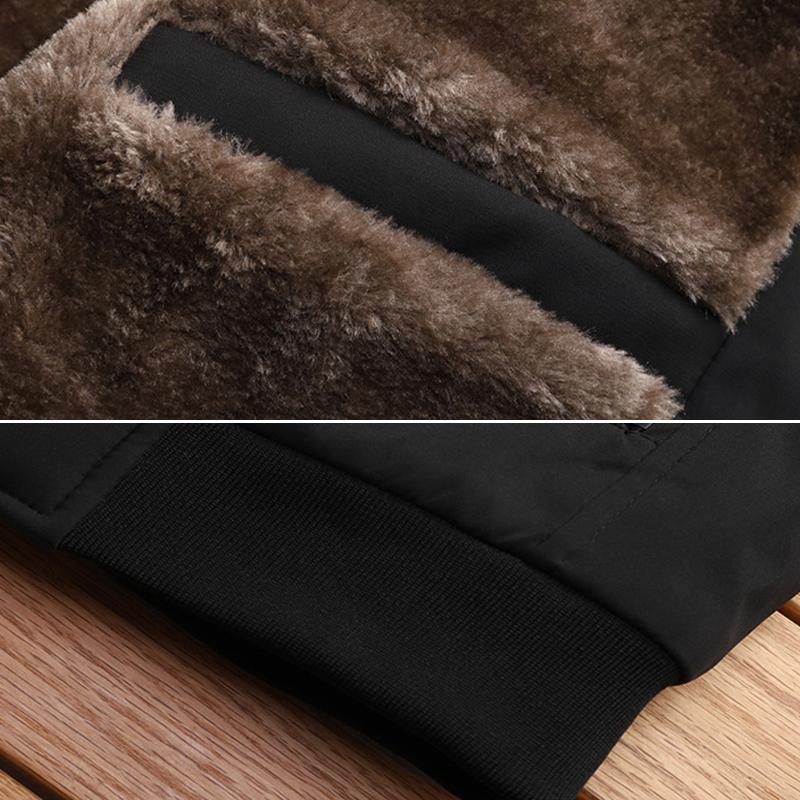 Men's Winter Down Coat Thick Plus Velvet Lapel Pocket Outdoor Waistcoat Uniform Lapel Jacket For Men Warm Clothing Windproof Windbreaker Men Parka