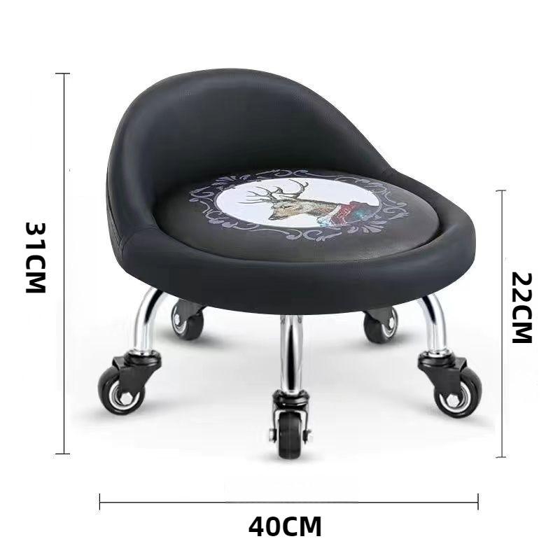 Household Mobile Universal Wheeled Stool Thickened Frame Round Pulley Stool Portable Low Swivel Chair Tool