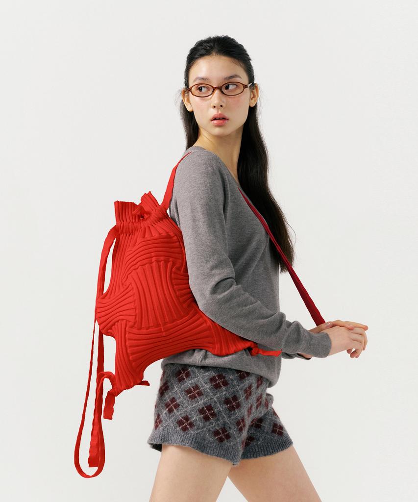 Pleatsmama New Bow Backpack Red