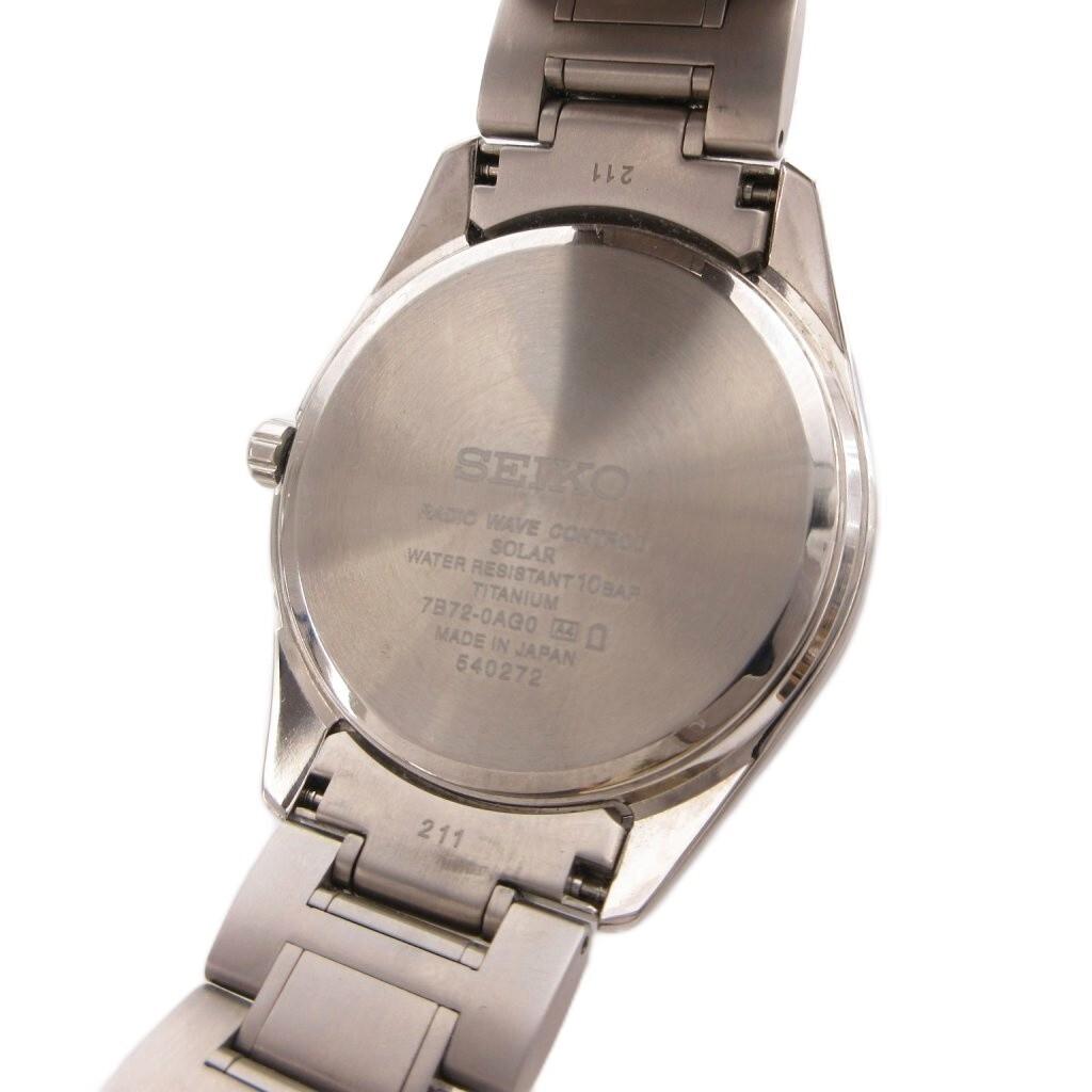 SEIKO SELECTION SBTM341 Solar Watch with Date Silver Black Dial Radio-Controlled Display, Titanium, Color,/ UO Men's