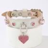 PU Dog Collar Artificial Leather Rhinestone Puppy Necklace Pendant Pet Cat Collar 1