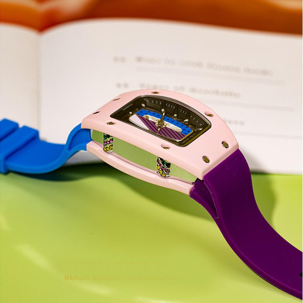 New Luxury Brand Watches for Women Silicone Sports Quartz Tonneau Designer Watch Girl's Diamond Wristwatch Reloj Mujer Elegante