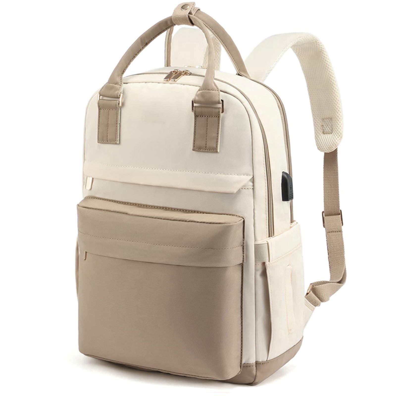 

ReiSora Women s Business Backpack, Fits 15.6-inch Laptop, Carry-On Compatible, Large Capacity, 2-Way USB Charging Port, Water-Repellent