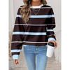 Womens Casual Striped Print Hoodie-Free Sweatshirt Loose Fit Round Neck Long Sleeve Top 2025