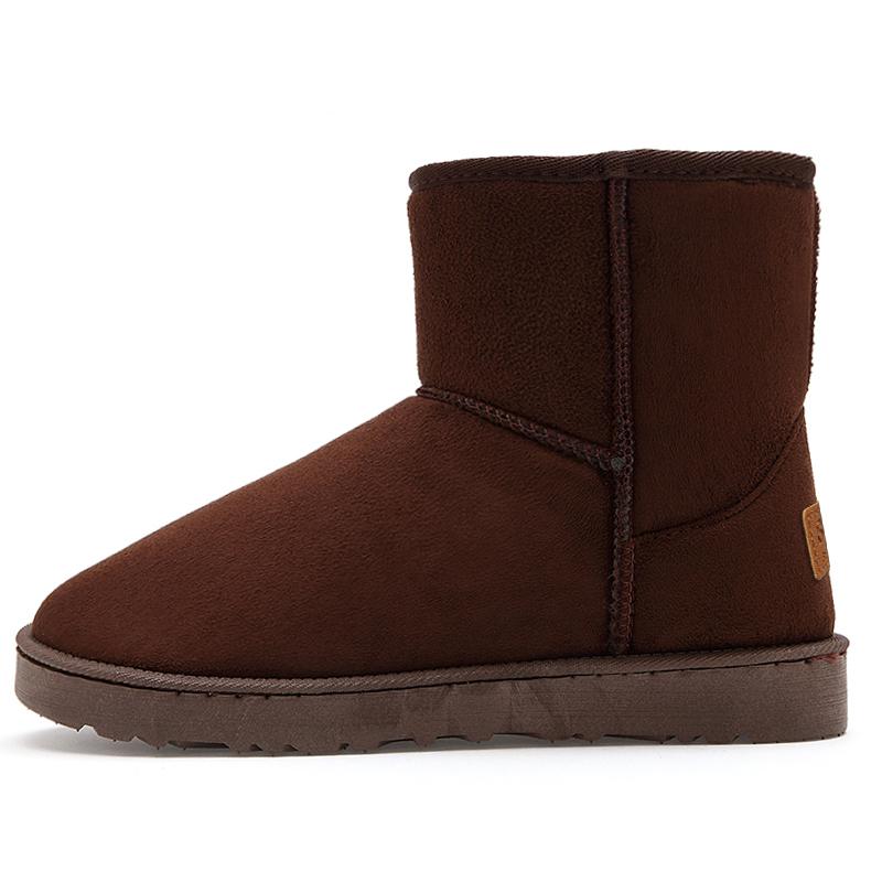 Fashion Brown Suede Men's Winter Boots Outdoor Warm Plush Snow Boots Men Fur Ankle Boots for Women Slip On Cotton Shoes botas masculino
